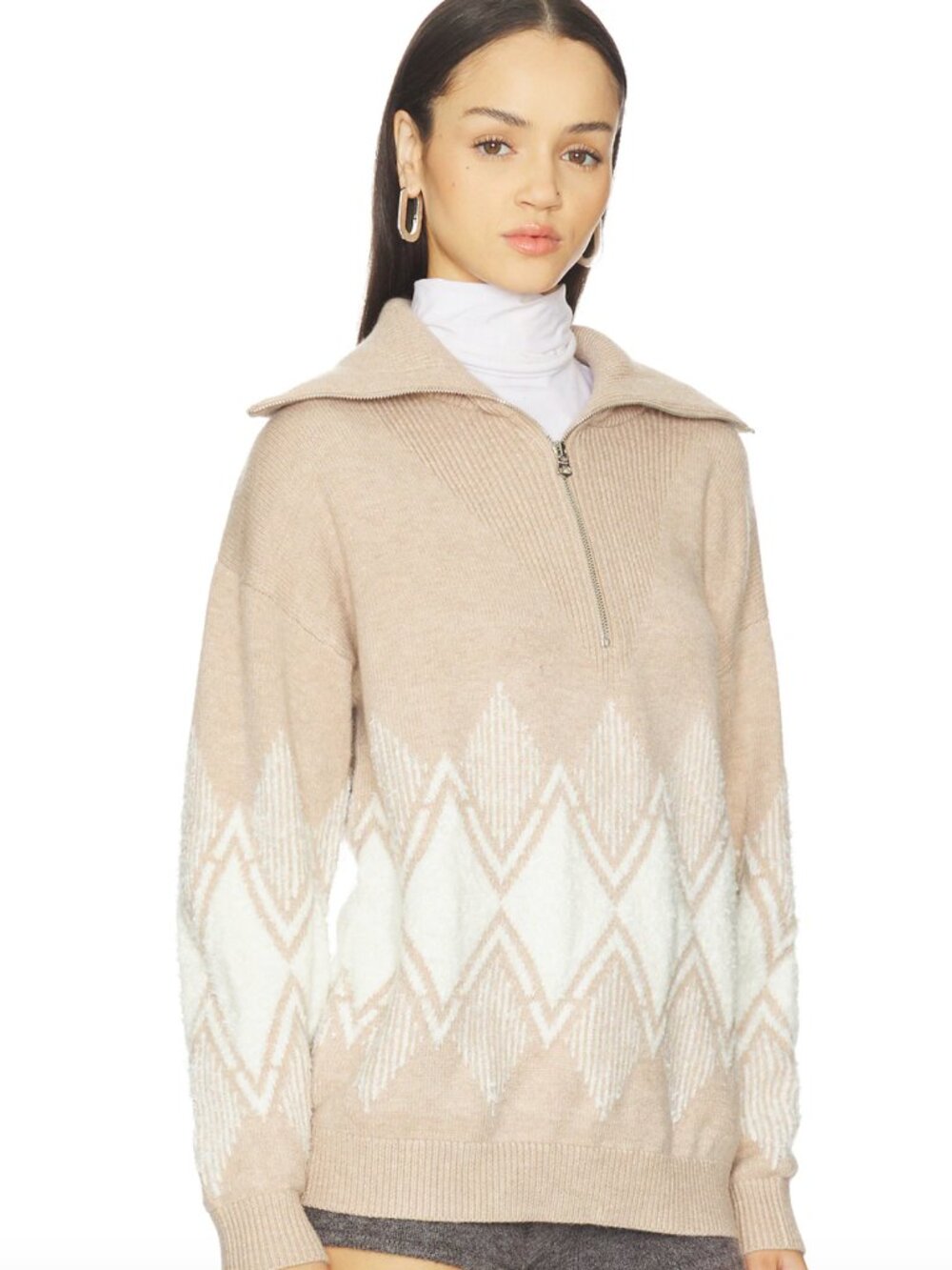 NEW Varley Betty Jacquard Half Zip Sweater